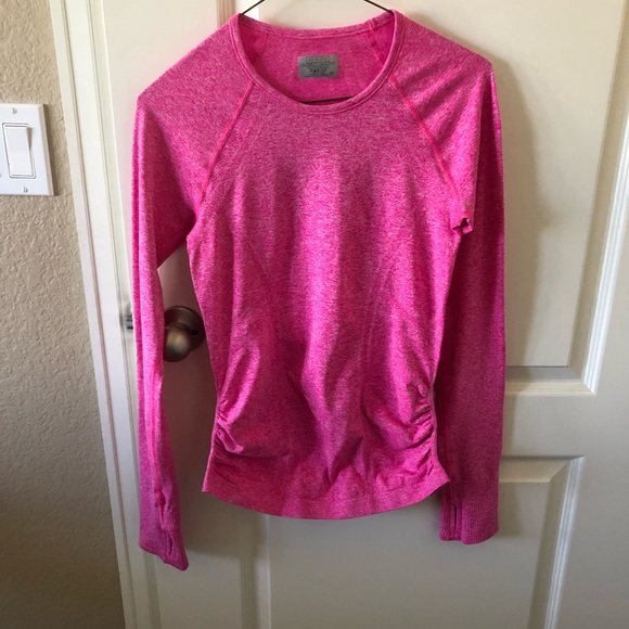 Athleta Fastest Track Long Sleeve Top Heather Pink Stretchy Sweat Size XS - Picture 2 of 4